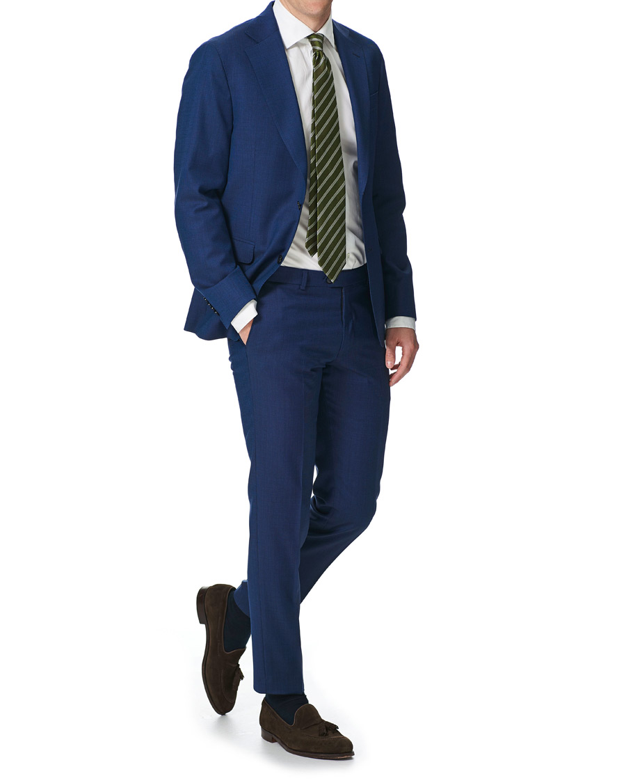 Herr | Byxor | Oscar Jacobson | Denz Wool Trousers Blue