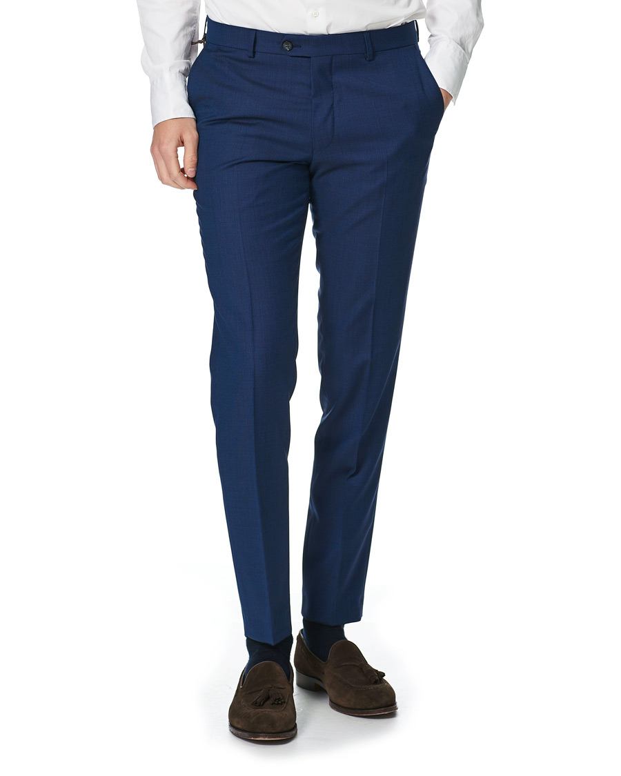 Herr | Byxor | Oscar Jacobson | Denz Wool Trousers Blue