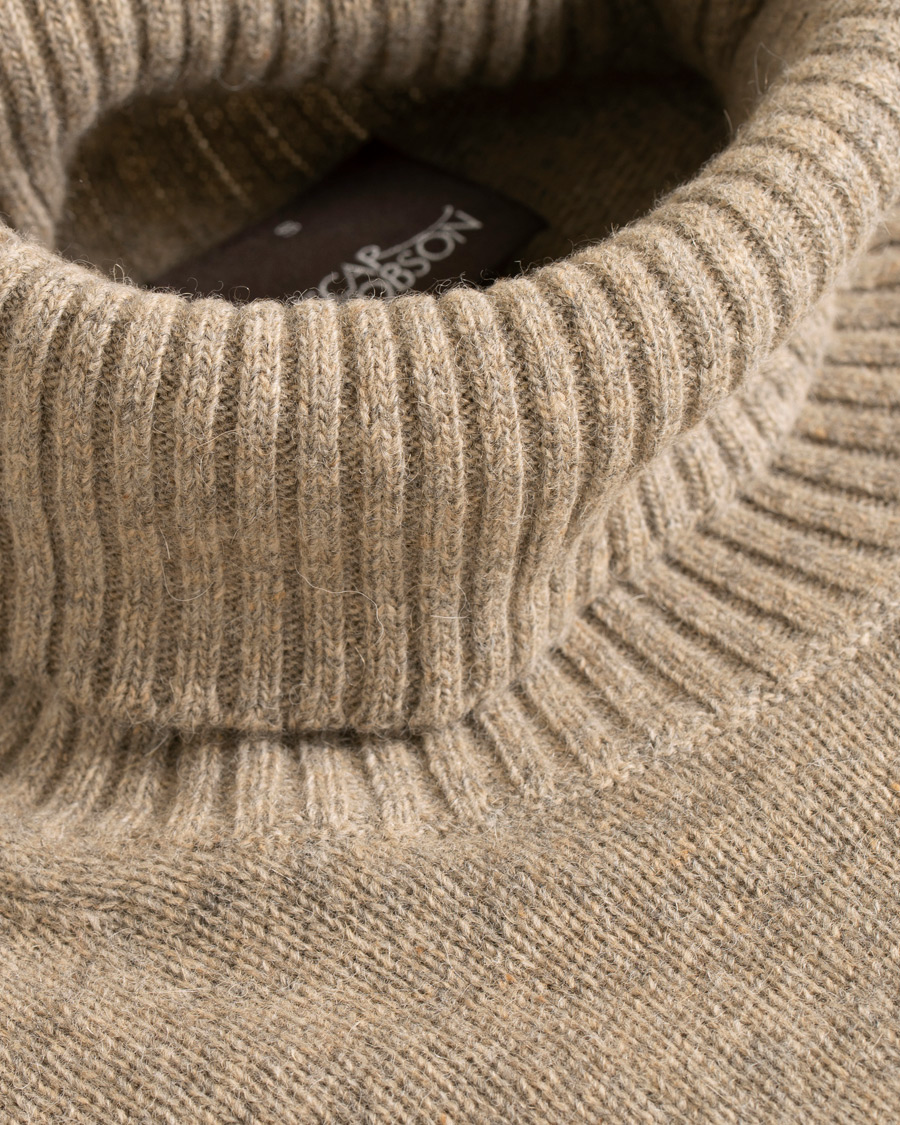 Herr | Tröjor | Oscar Jacobson | Kristopher Alpaca Wool Rollneck Light Brown