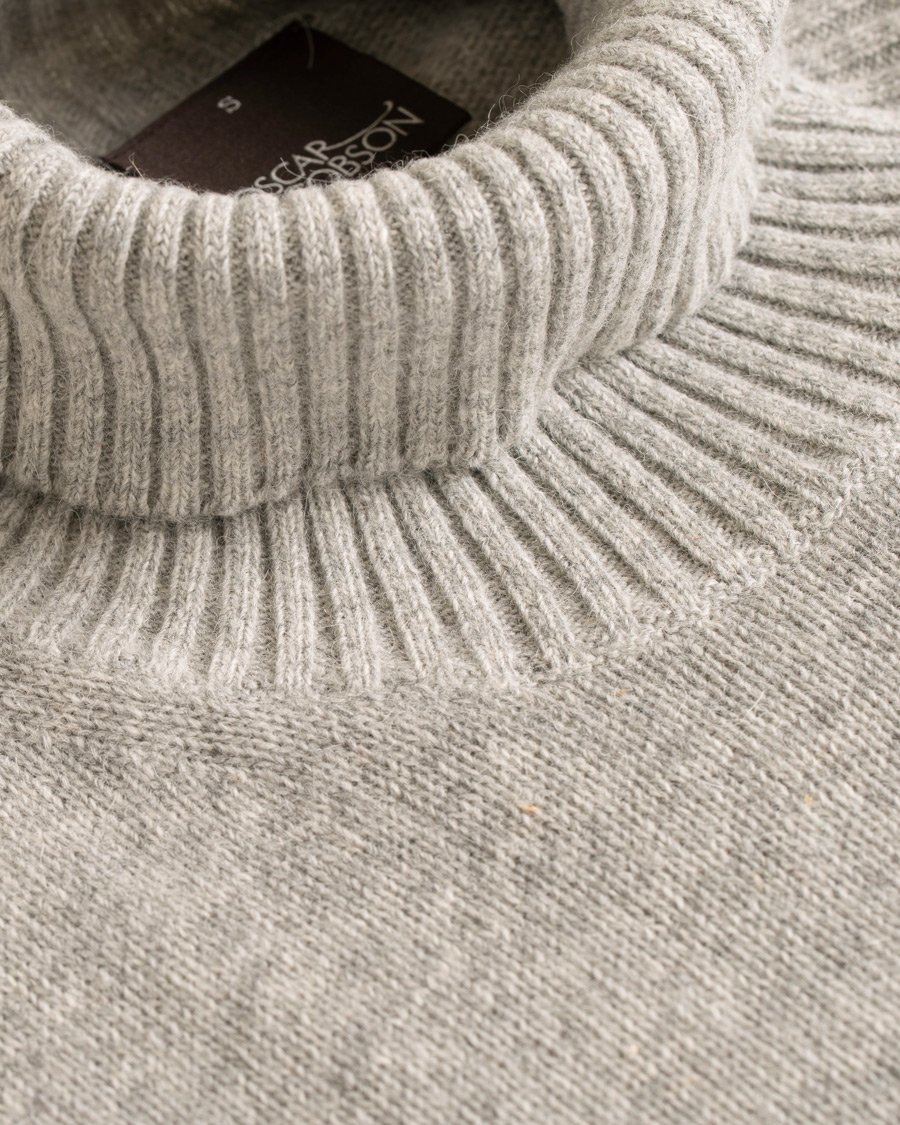 Herr | Tröjor | Oscar Jacobson | Kristopher Alpaca Wool Rollneck Light Grey