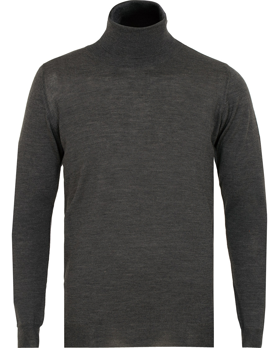 Herr | Tröjor | Oscar Jacobson | Cole Extra Fine Merino Rollneck Dark Grey