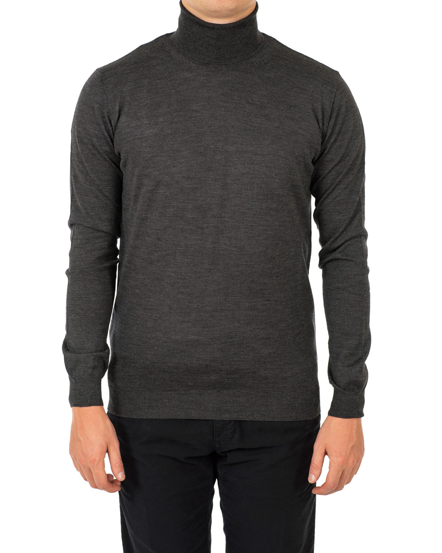 Herr | Tröjor | Oscar Jacobson | Cole Extra Fine Merino Rollneck Dark Grey