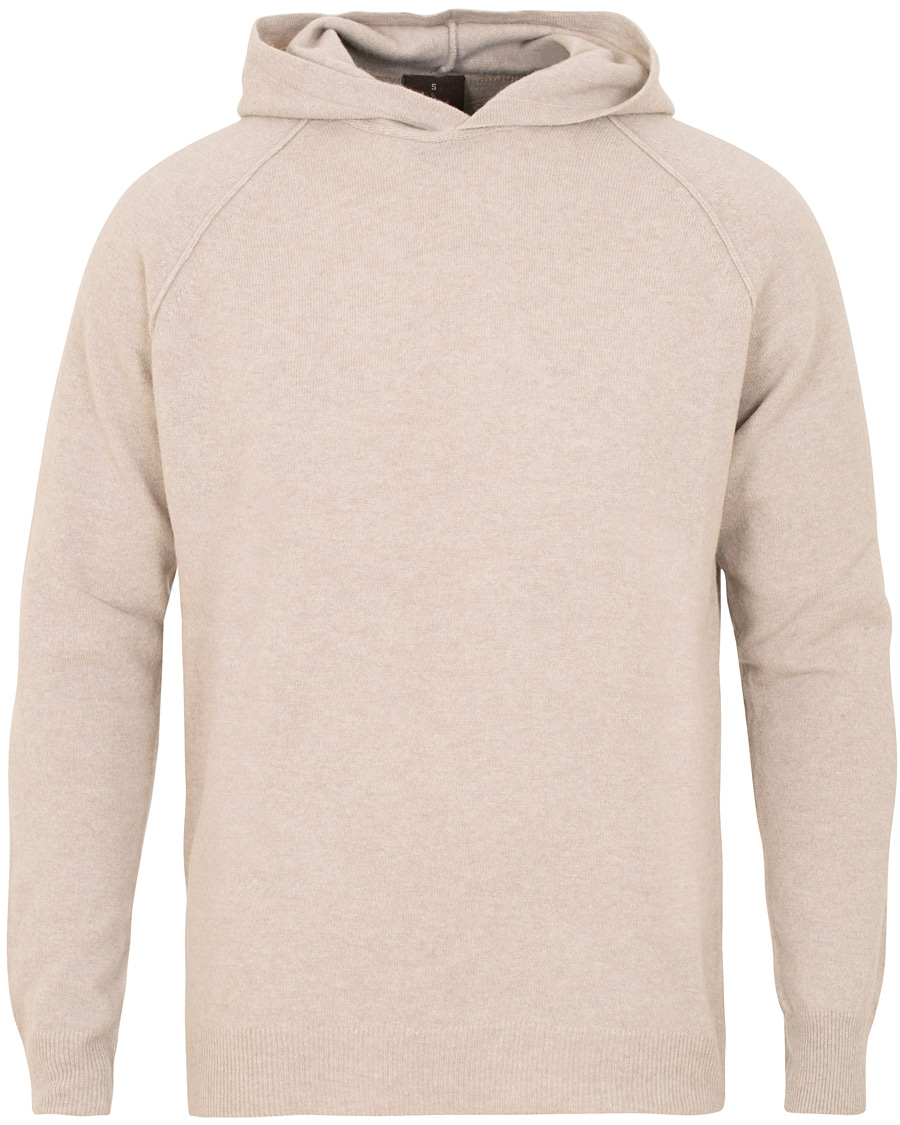 Herr | Tröjor | Oscar Jacobson | Pascal Ultra Fine Merino/Cashmere Hoodie Beige