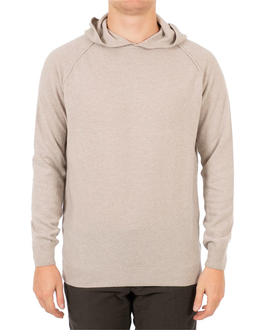 Herr | Tröjor | Oscar Jacobson | Pascal Ultra Fine Merino/Cashmere Hoodie Beige