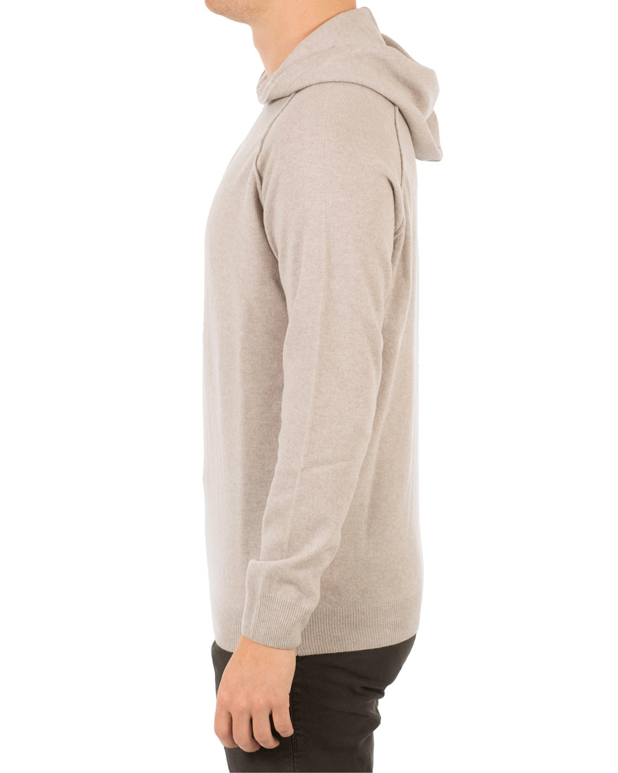 Herr | Tröjor | Oscar Jacobson | Pascal Ultra Fine Merino/Cashmere Hoodie Beige