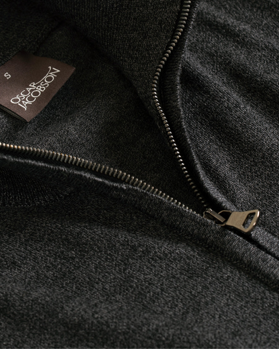 Herr | Tröjor | Oscar Jacobson | Ariel Extra Fine Merino Full Zip Grey