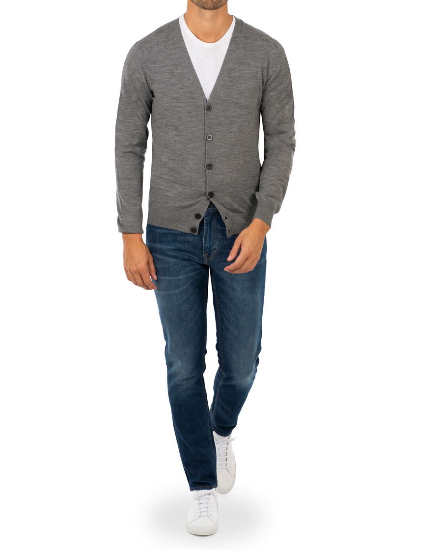 Herr | Tröjor | Tiger of Sweden | Navid Extra Fine Merino Cardigan Grey
