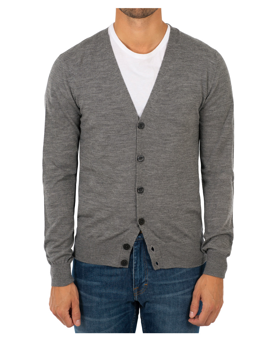 Herr | Tröjor | Tiger of Sweden | Navid Extra Fine Merino Cardigan Grey