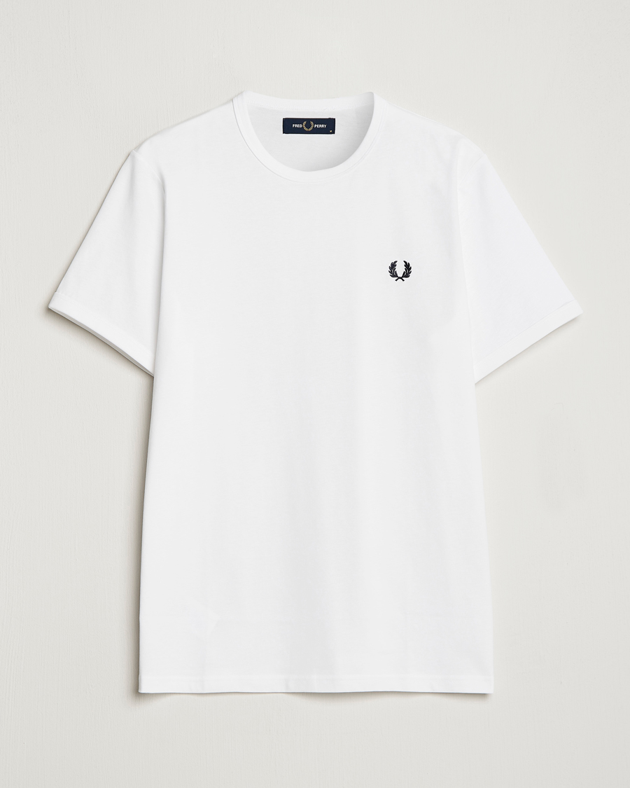 Herr | T-Shirts | Fred Perry | Ringer Crew Neck Tee White