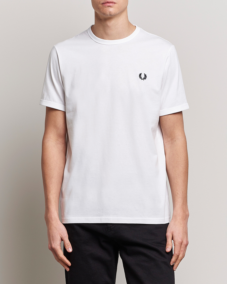 Herr | T-Shirts | Fred Perry | Ringer Crew Neck Tee White