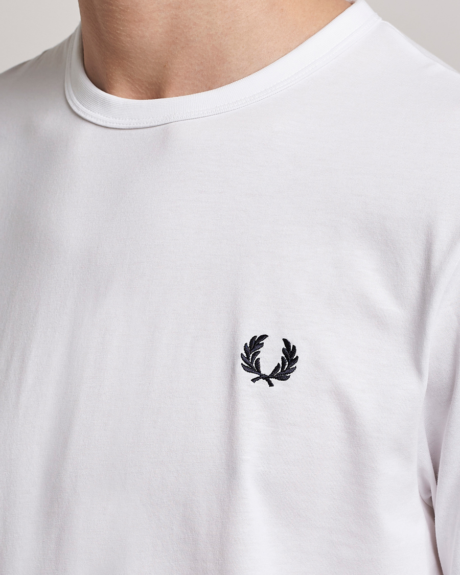 Herr | T-Shirts | Fred Perry | Ringer Crew Neck Tee White