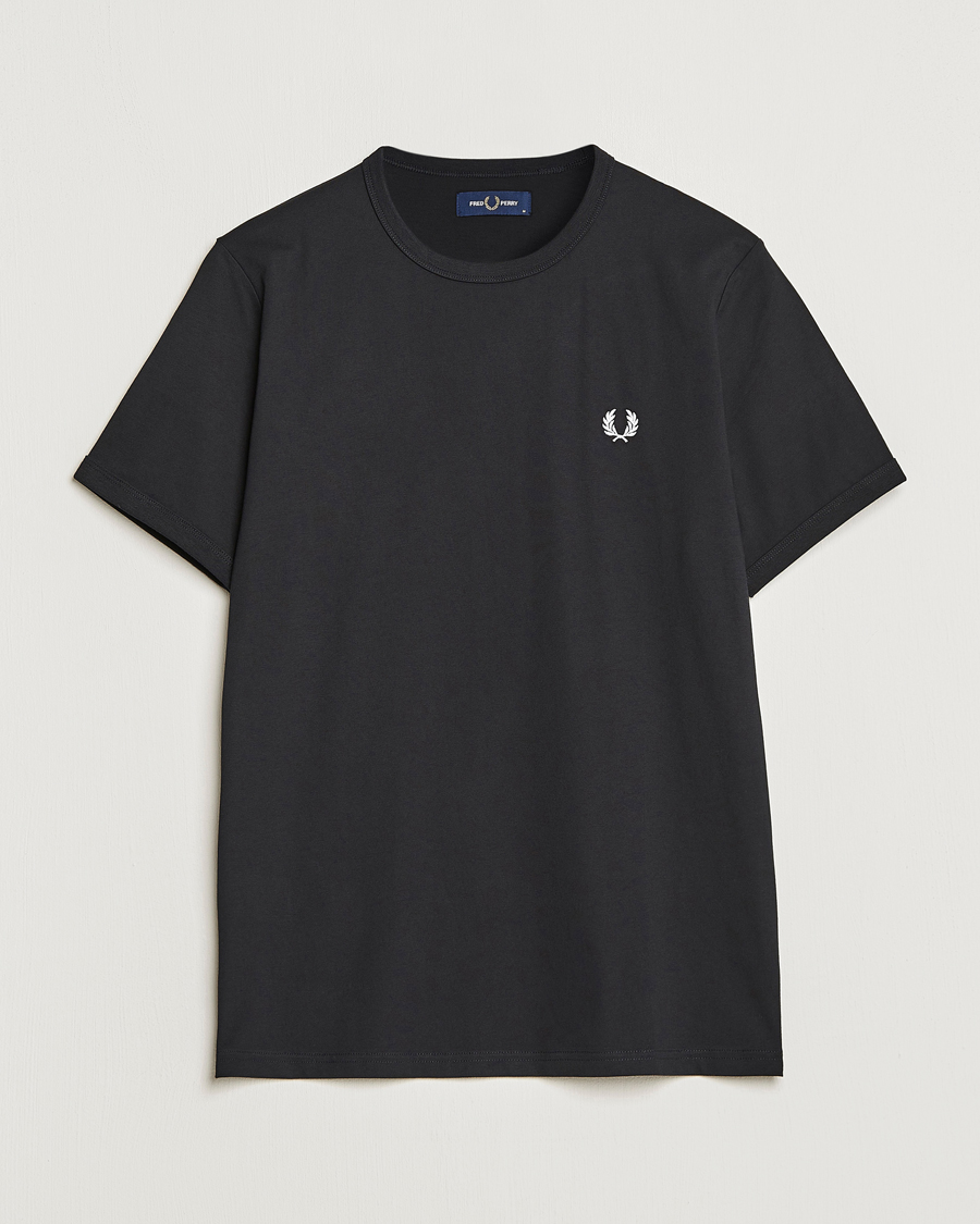 Herr | T-Shirts | Fred Perry | Ringer Crew Neck Tee Black