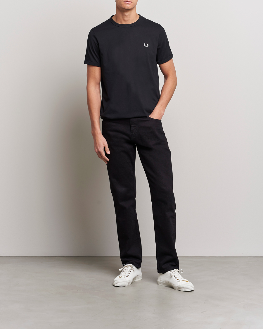 Herr | T-Shirts | Fred Perry | Ringer Crew Neck Tee Black