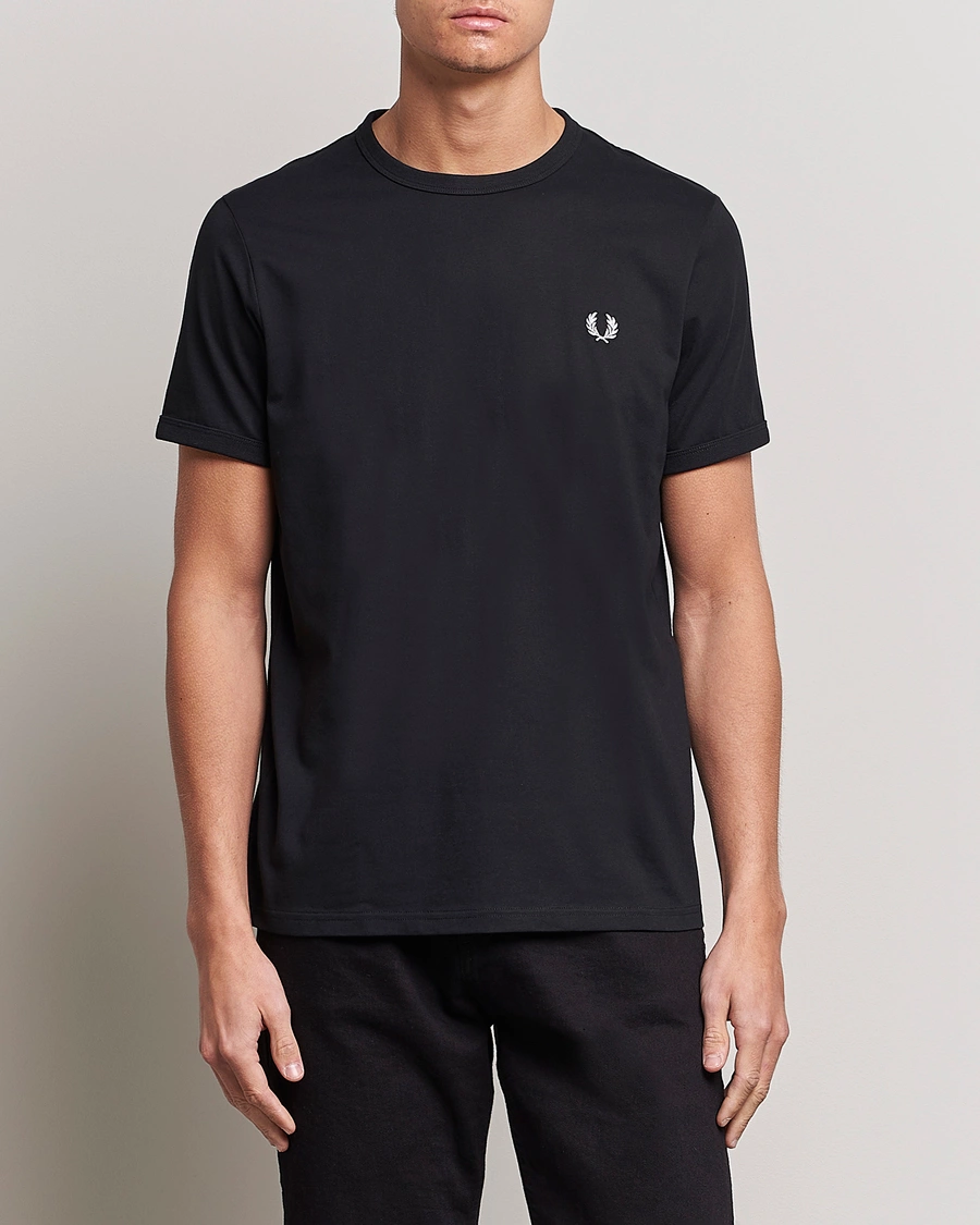 Herr | Svarta t-shirts | Fred Perry | Ringer Crew Neck Tee Black