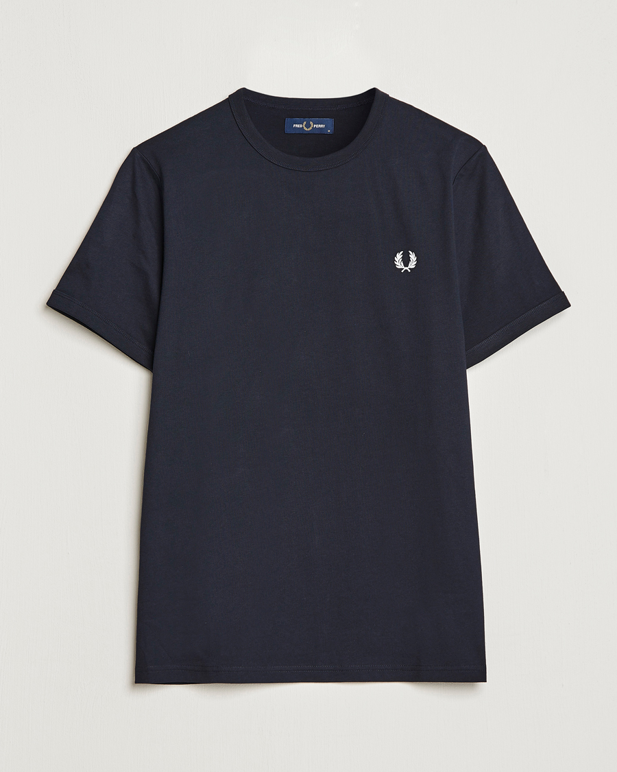 Herr | T-Shirts | Fred Perry | Ringer Crew Neck Tee Navy