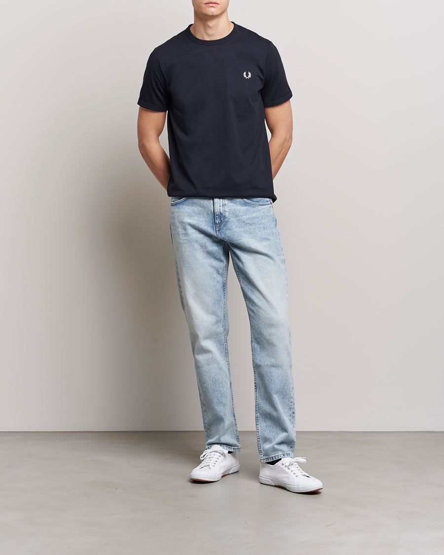 Herr | T-Shirts | Fred Perry | Ringer Crew Neck Tee Navy