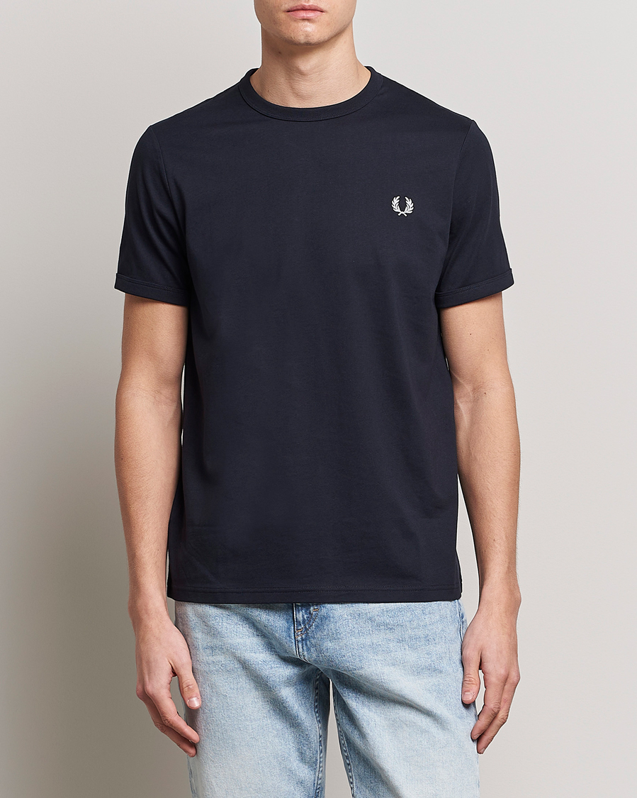 Herr | T-Shirts | Fred Perry | Ringer Crew Neck Tee Navy