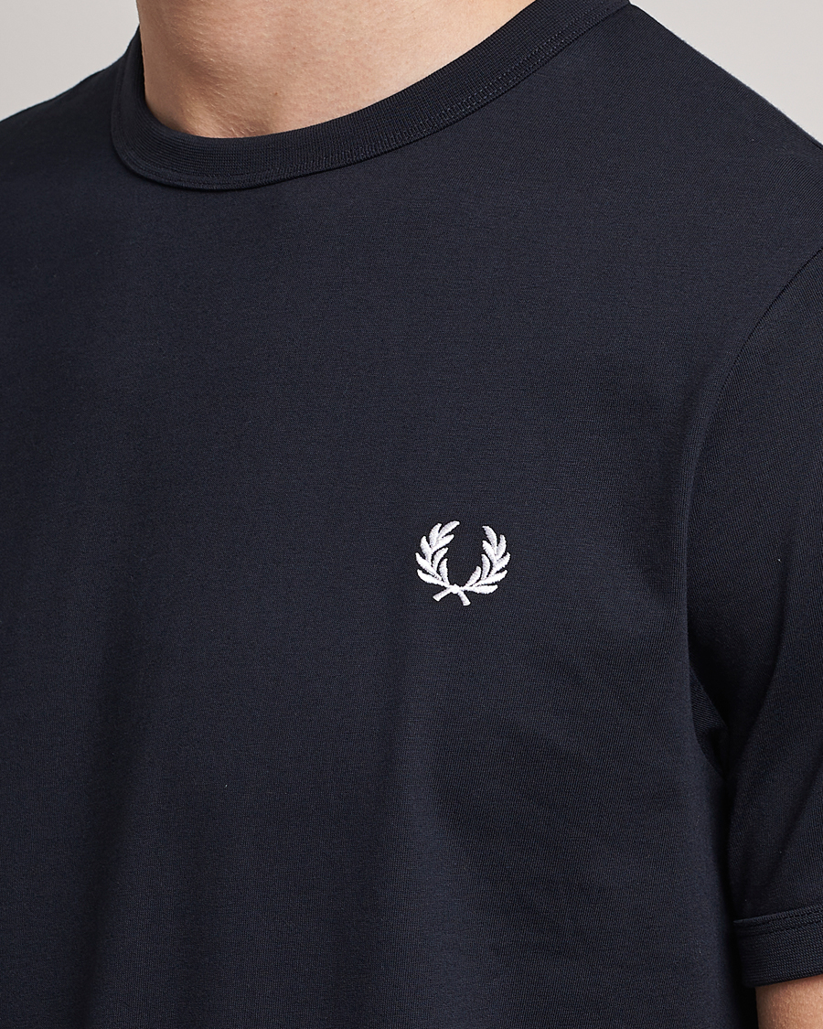 Herr | T-Shirts | Fred Perry | Ringer Crew Neck Tee Navy