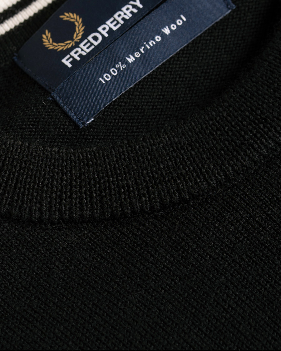 Herr | Tröjor | Fred Perry | Merino Wool Crew Neck Pullover Black