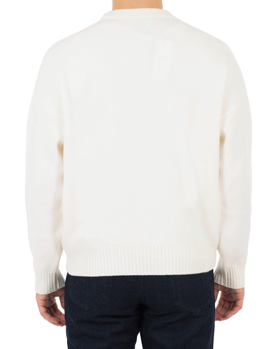 Herr | Tröjor | AMI | Boiled Wool Heart Sweater White