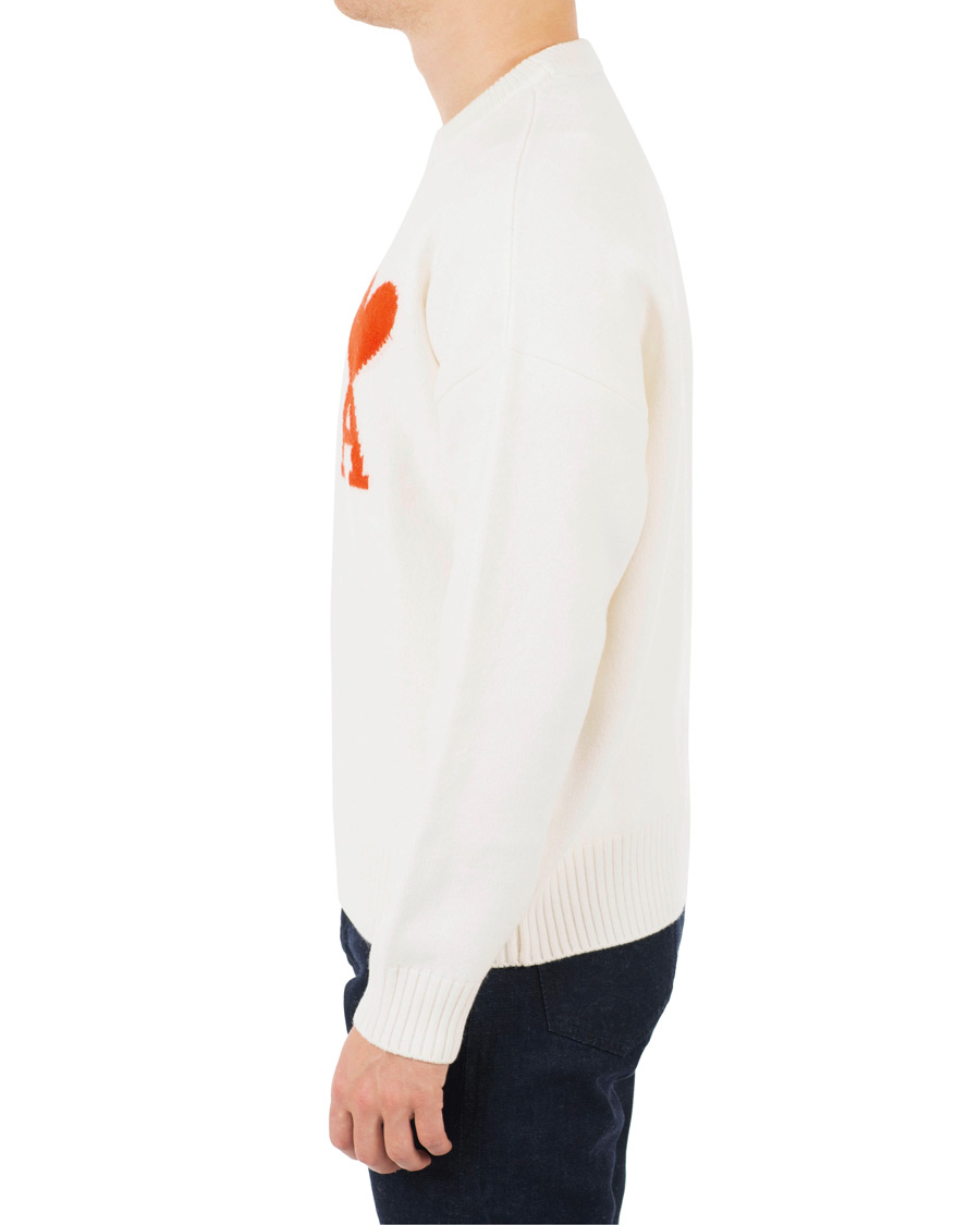 Herr | Tröjor | AMI | Boiled Wool Heart Sweater White