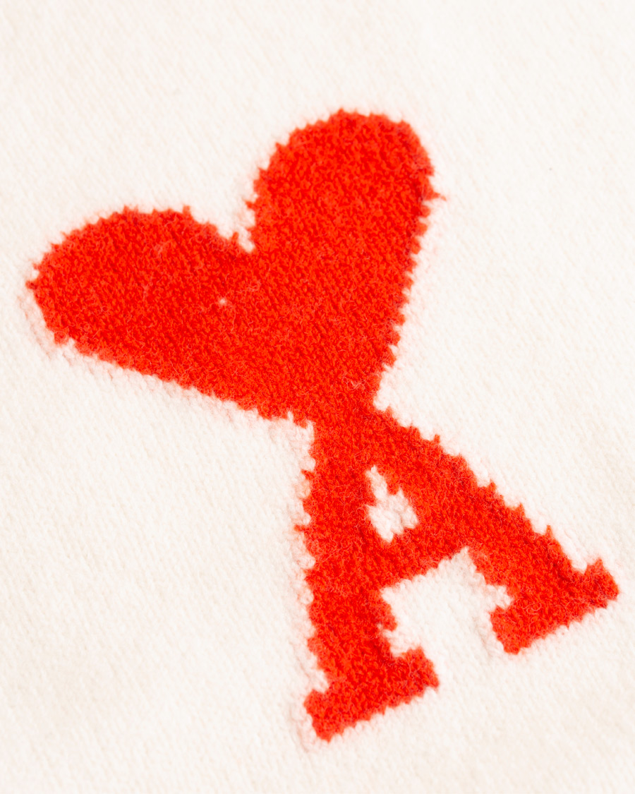 Herr | Tröjor | AMI | Boiled Wool Heart Sweater White