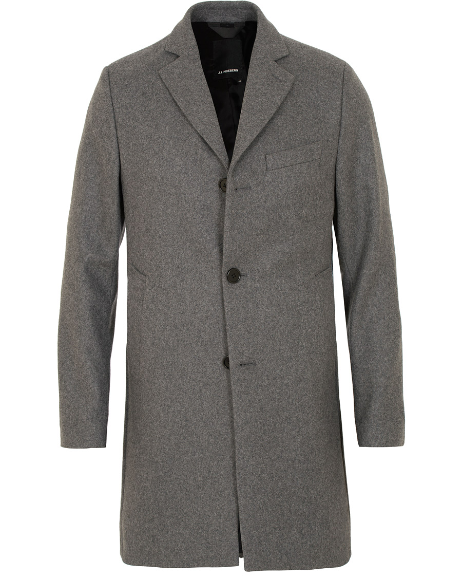 Herr | Jackor | J.Lindeberg | Wolger Compact Melton Coat Dark Grey Melange
