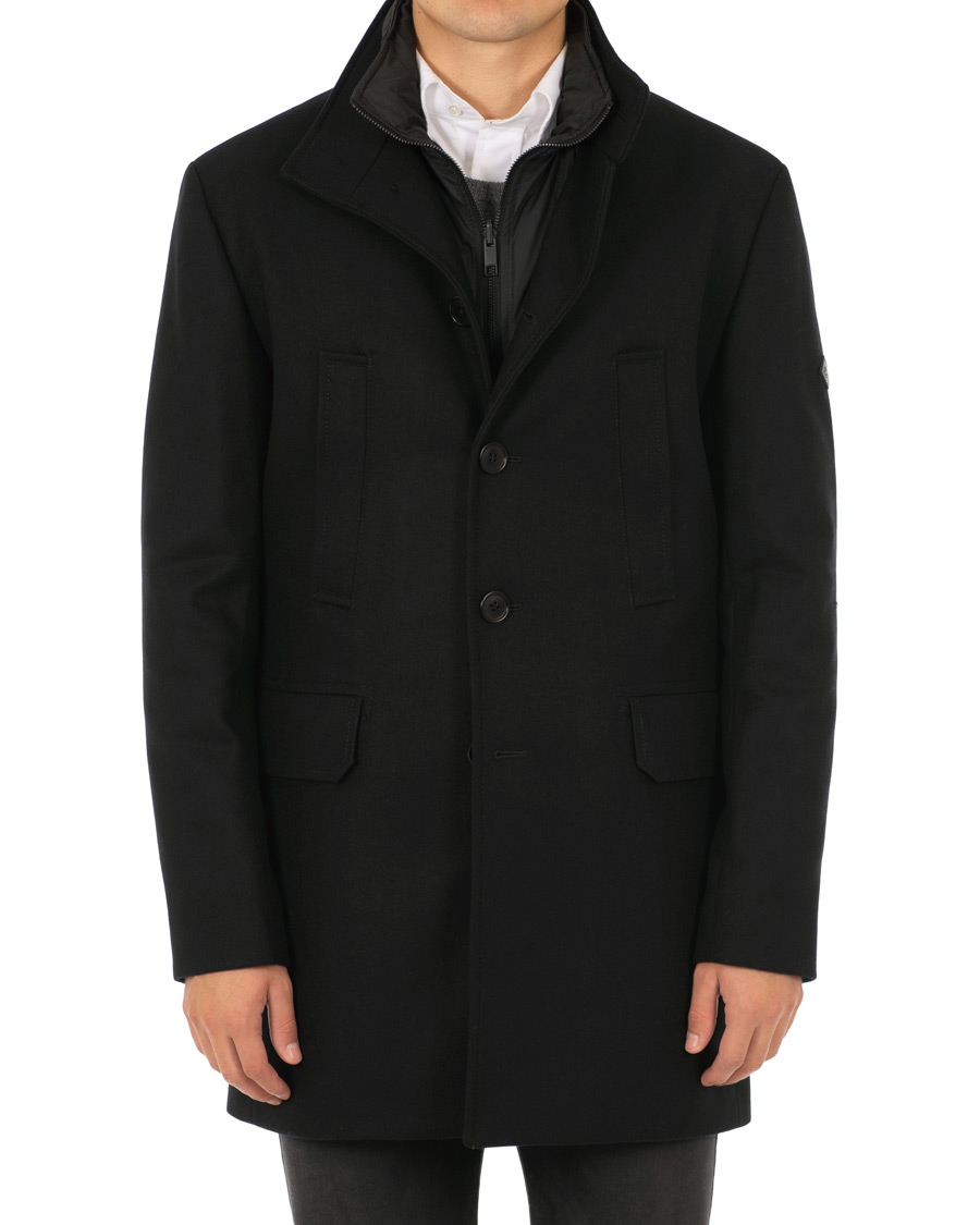 Herr | Jackor | J.Lindeberg | Gavin Stand Up Collar Compact Melton Coat Black