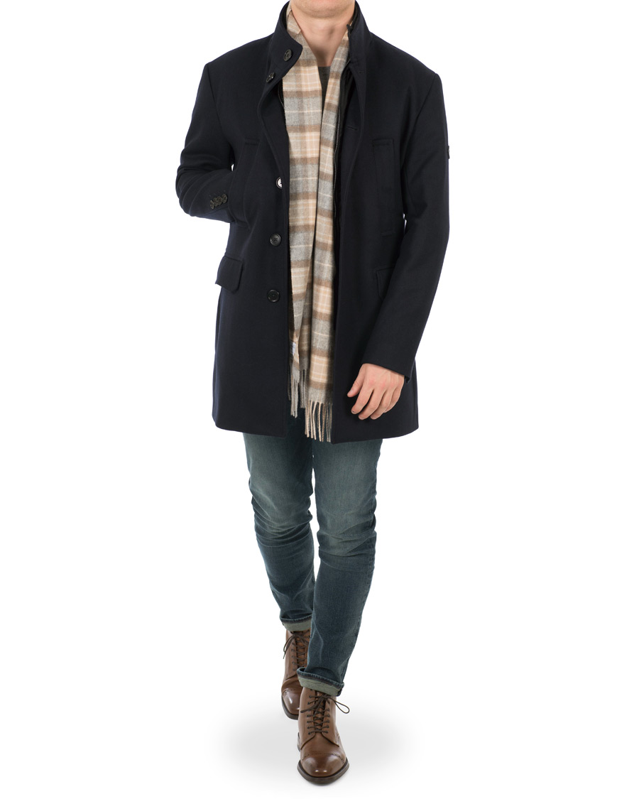 Herr | Jackor | J.Lindeberg | Gavin Stand Up Collar Compact Melton Coat Navy