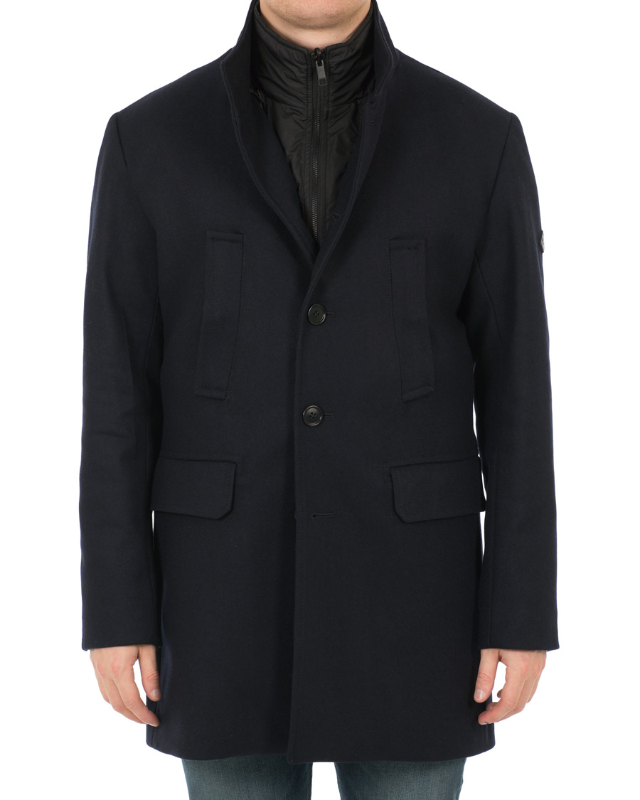Herr | Jackor | J.Lindeberg | Gavin Stand Up Collar Compact Melton Coat Navy