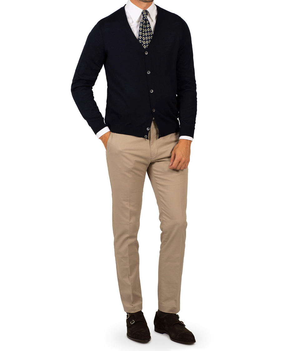 Herr | Tröjor | BOSS BLACK | BOSS Mardon Extra Fine Merino Cardigan Dark Navy