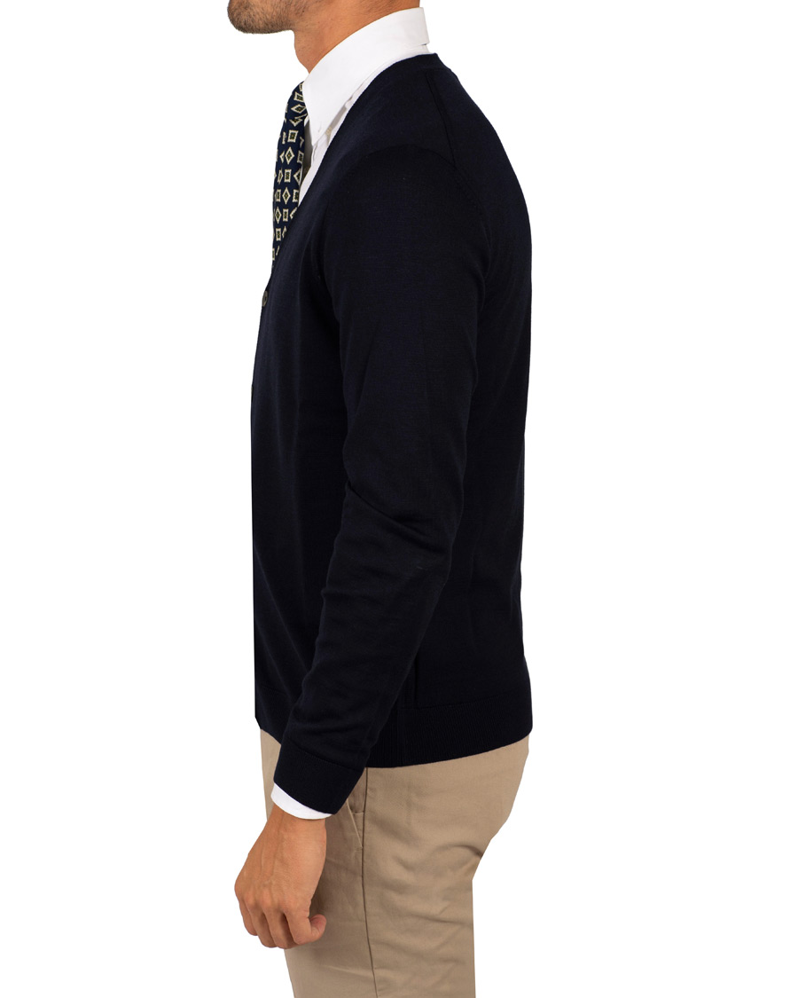 Herr | Tröjor | BOSS BLACK | BOSS Mardon Extra Fine Merino Cardigan Dark Navy