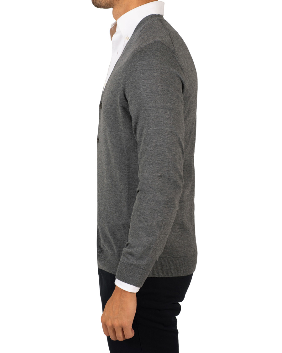 Herr | Tröjor | BOSS BLACK | BOSS Mardon Extra Fine Merino Cardigan Medium Grey Melange