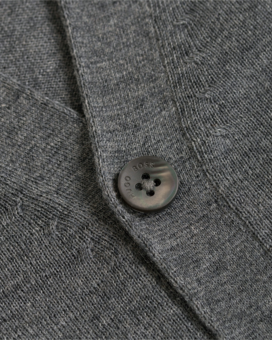 Herr | Tröjor | BOSS BLACK | BOSS Mardon Extra Fine Merino Cardigan Medium Grey Melange
