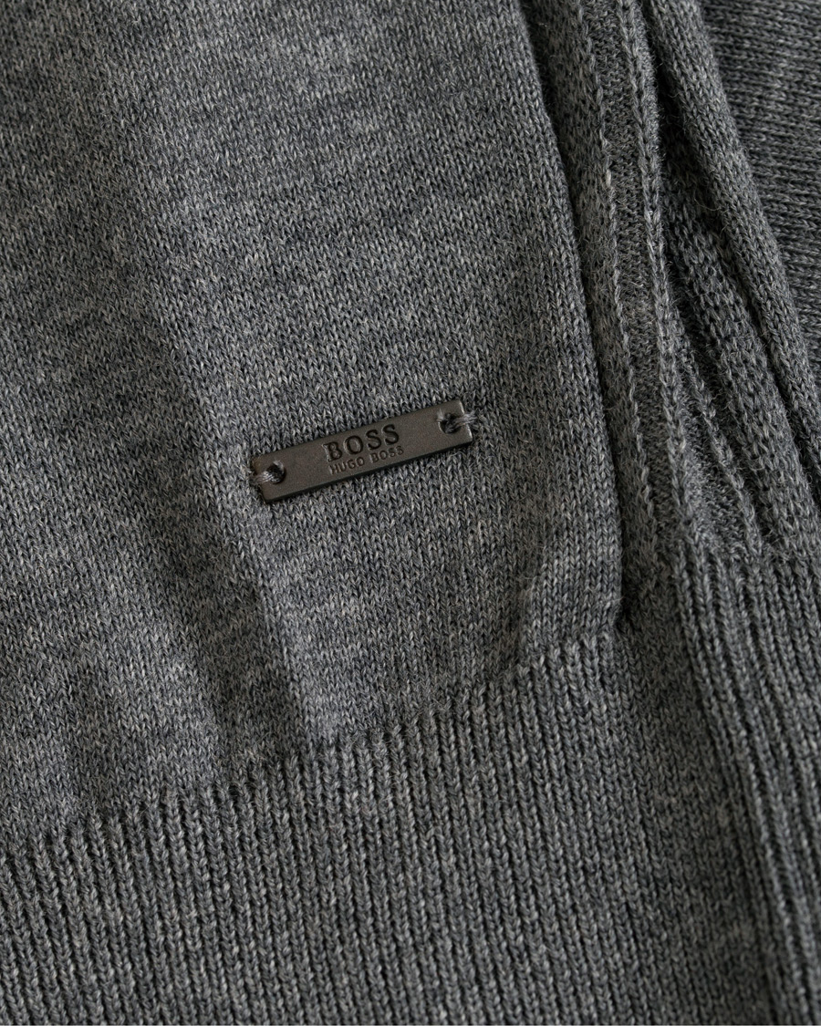 Herr | Tröjor | BOSS BLACK | BOSS Mardon Extra Fine Merino Cardigan Medium Grey Melange