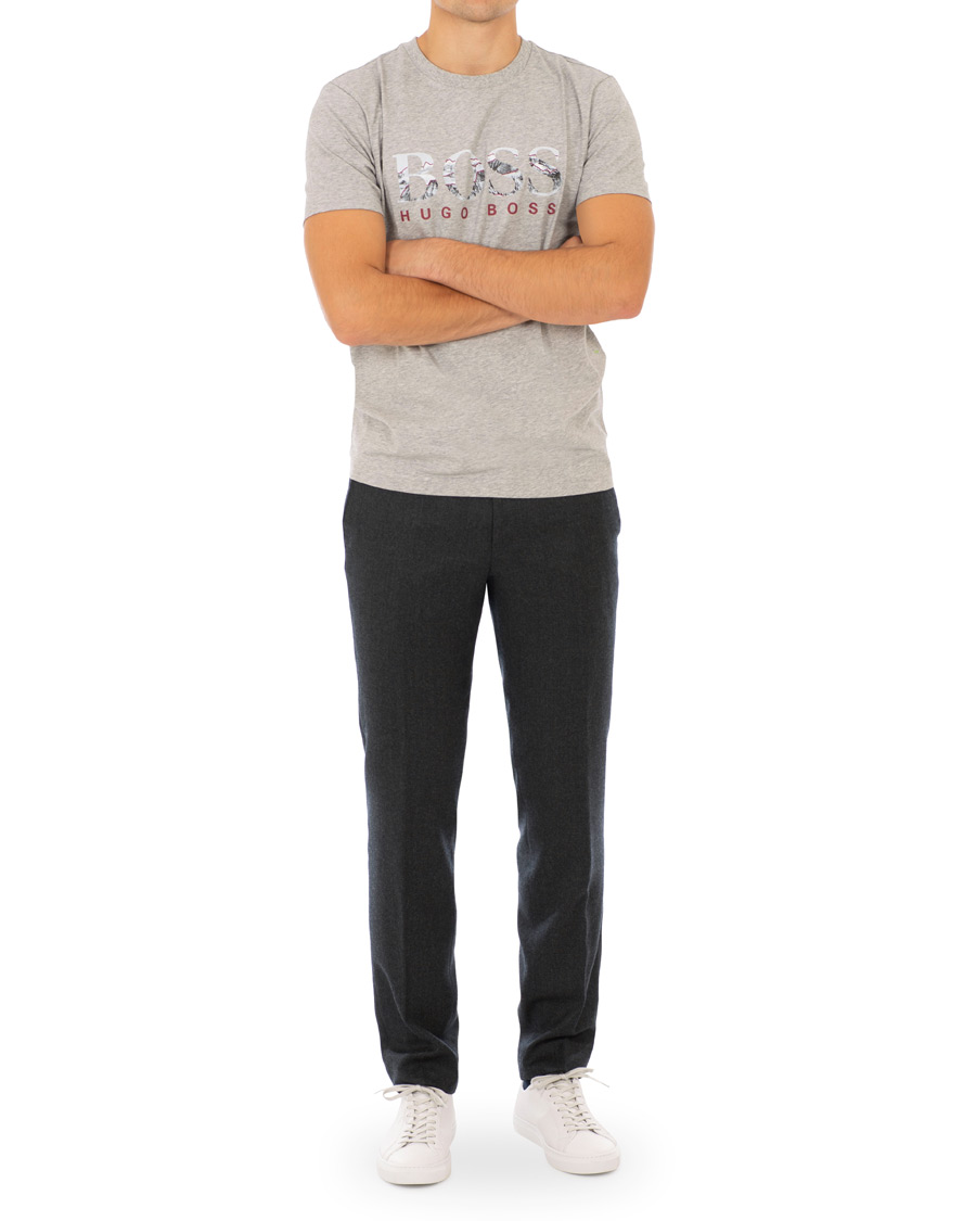 Herr | Byxor | BOSS BLACK | BOSS Gains Washable Stretch Flannel Trousers Open Grey