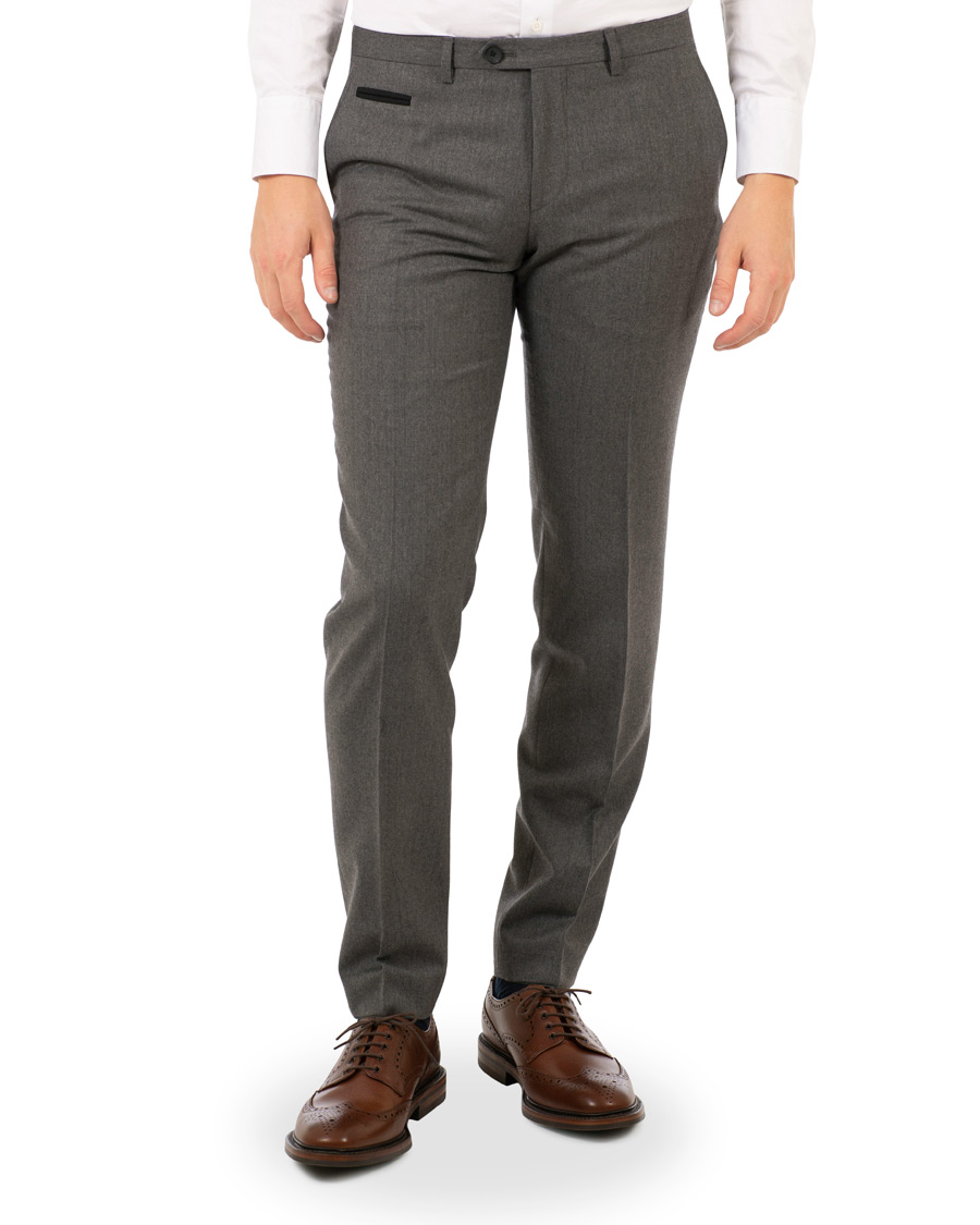 Herr | Byxor | BOSS BLACK | BOSS Wilhelm Wool Trousers Open Grey
