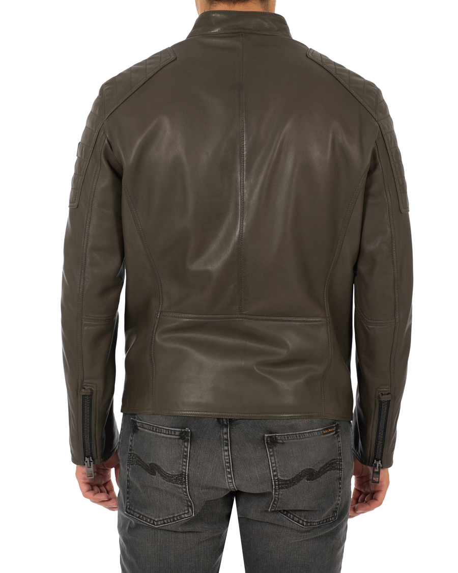 Herr | Jackor | BOSS ORANGE | BOSS Casual Jaysee Biker Leather Jacket Dark Green