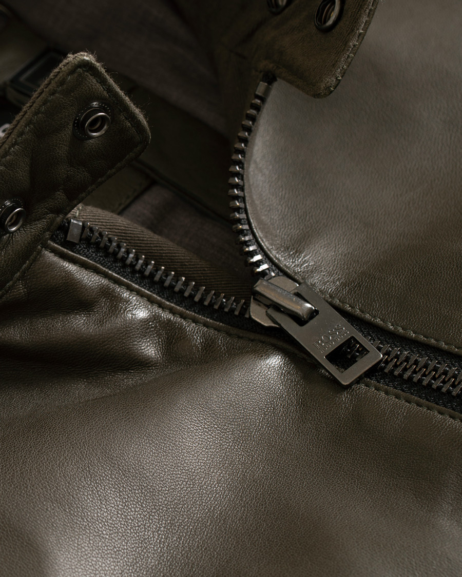 Herr | Jackor | BOSS ORANGE | BOSS Casual Jaysee Biker Leather Jacket Dark Green