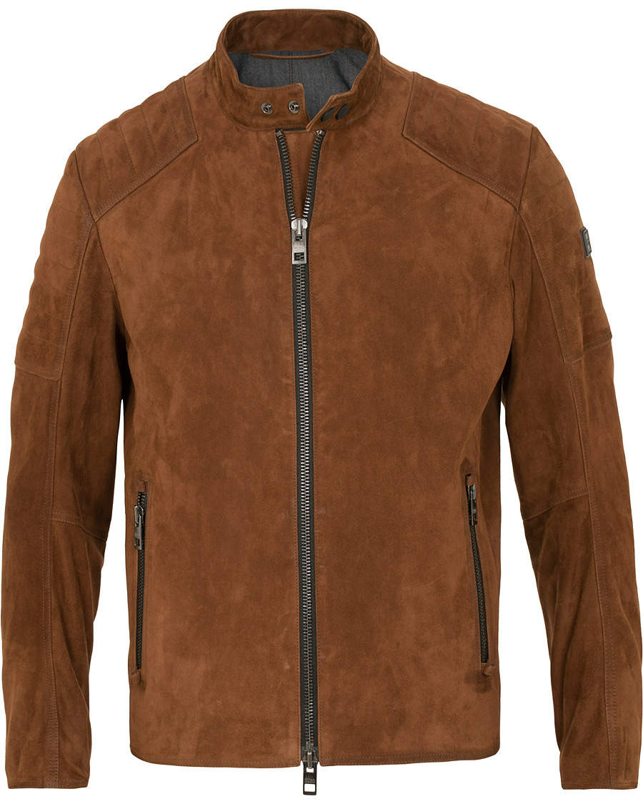 Herr | Jackor | BOSS ORANGE | BOSS Casual Jaydee Biker Jacket Dark Brown Suede