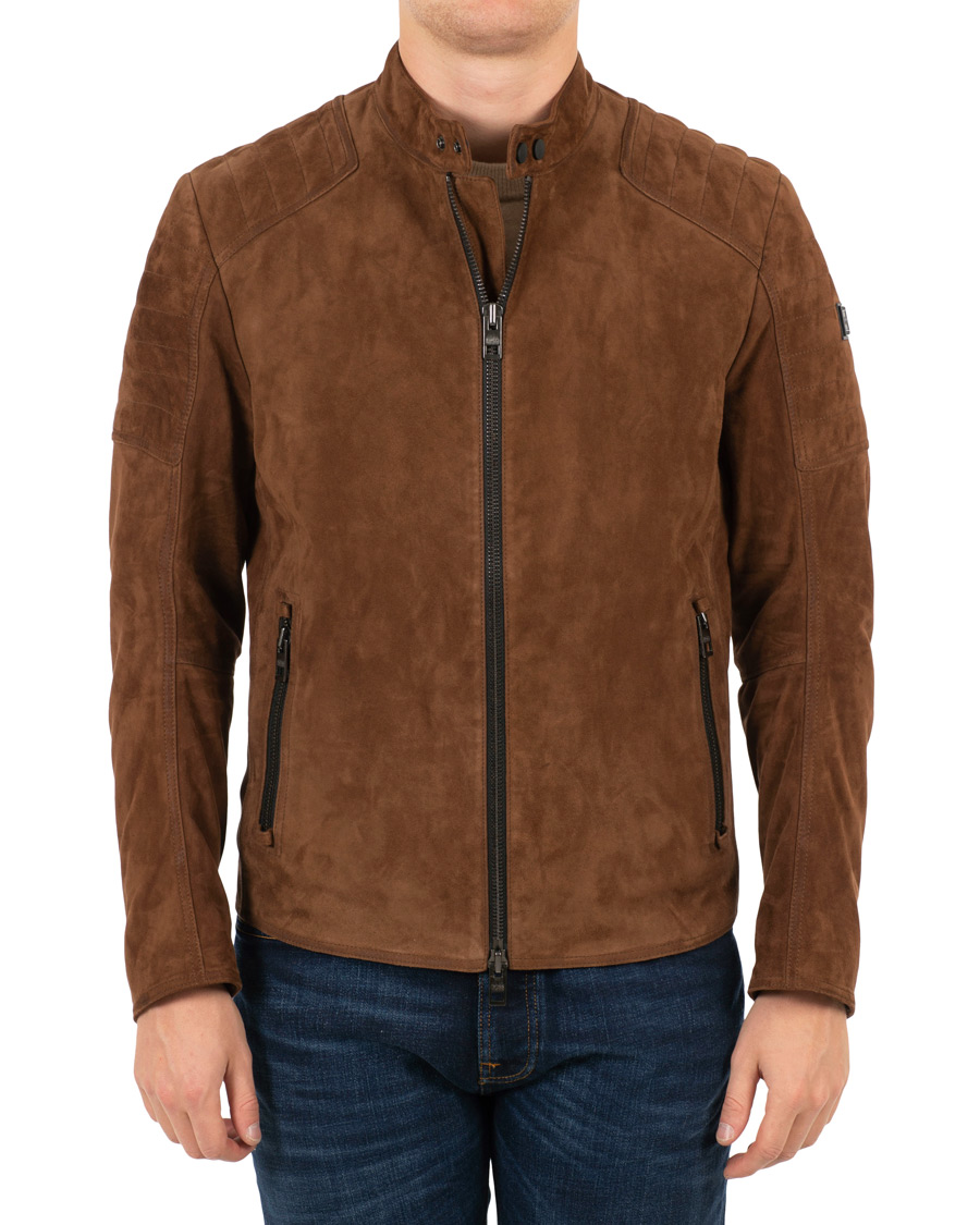 Herr | Jackor | BOSS ORANGE | BOSS Casual Jaydee Biker Jacket Dark Brown Suede