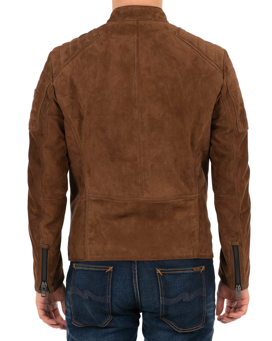 Herr | Jackor | BOSS ORANGE | BOSS Casual Jaydee Biker Jacket Dark Brown Suede
