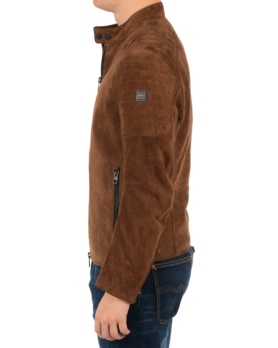 Herr | Jackor | BOSS ORANGE | BOSS Casual Jaydee Biker Jacket Dark Brown Suede