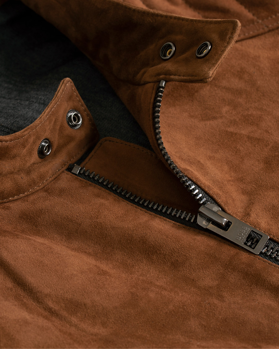 Herr | Jackor | BOSS ORANGE | BOSS Casual Jaydee Biker Jacket Dark Brown Suede