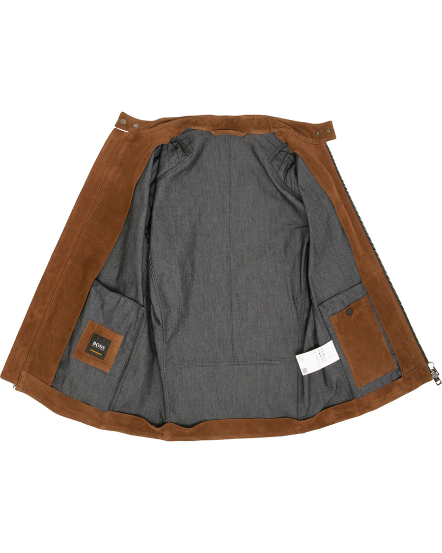 Herr | Jackor | BOSS ORANGE | BOSS Casual Jaydee Biker Jacket Dark Brown Suede
