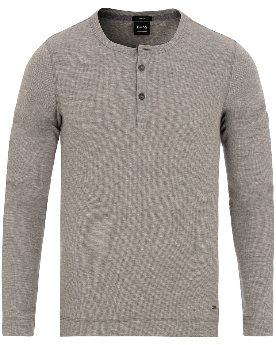 Herr | Tröjor | BOSS ORANGE | BOSS Casual Trix Grandpa Sweater Light Grey