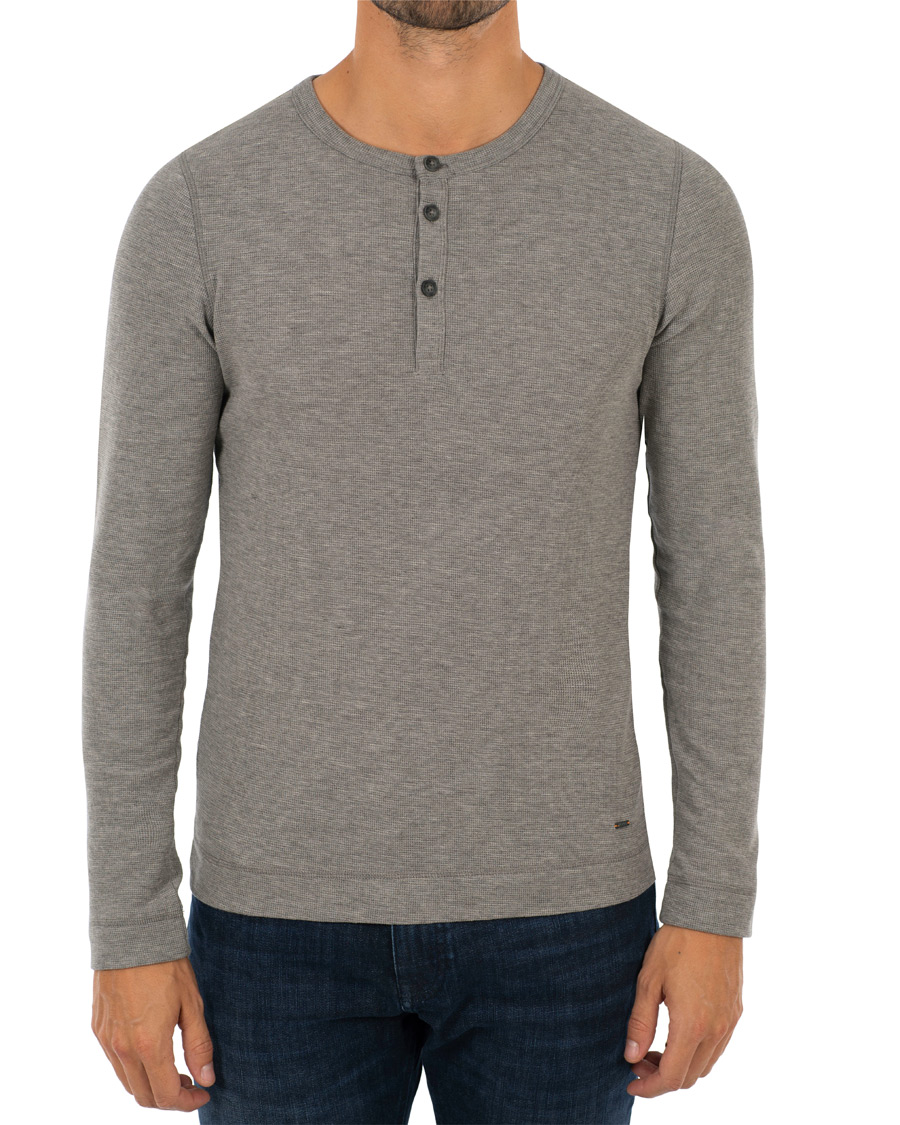 Herr | Tröjor | BOSS ORANGE | BOSS Casual Trix Grandpa Sweater Light Grey