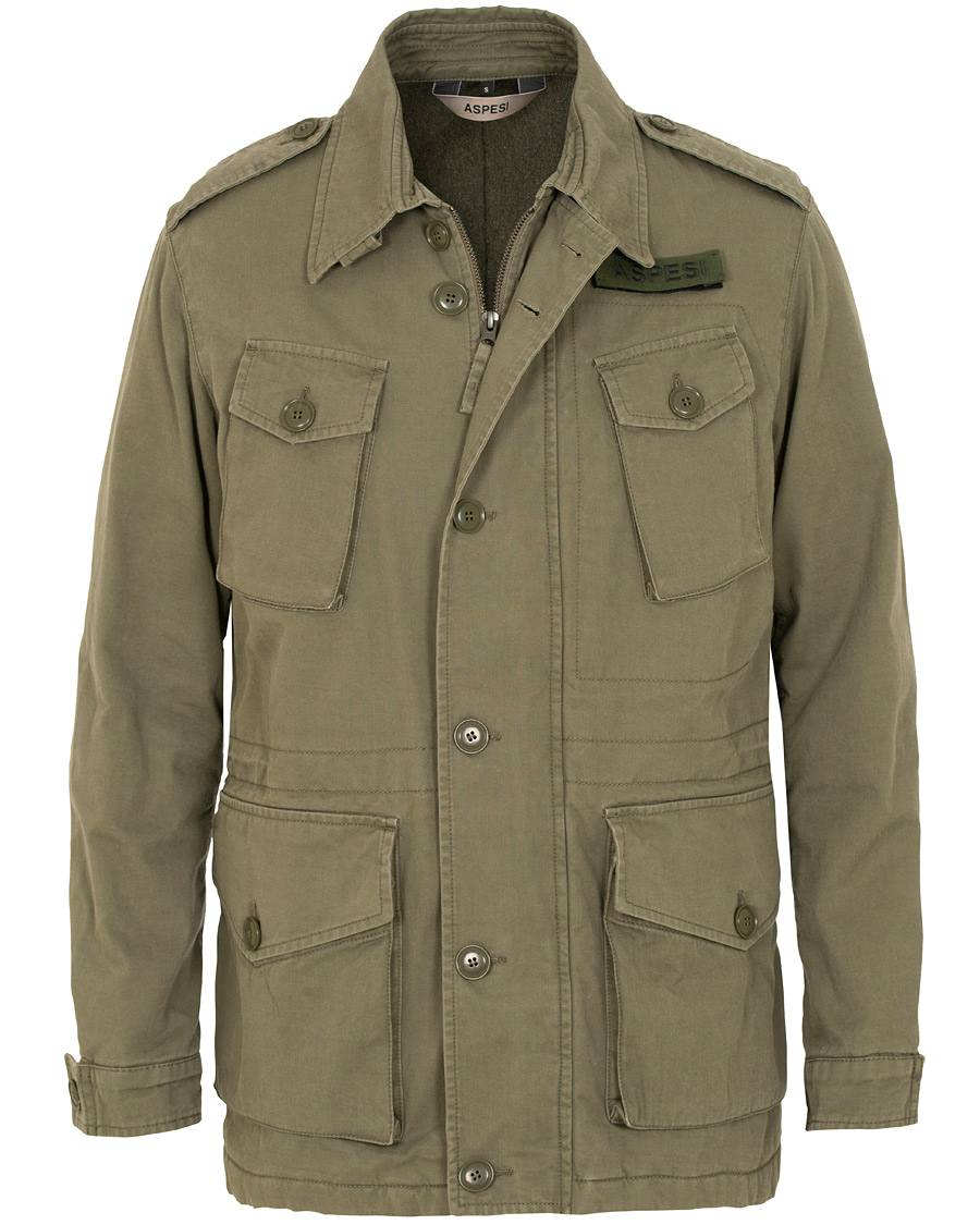 Herr | Jackor | Aspesi | Vancouver Lined Cotton Field Jacket Army Green