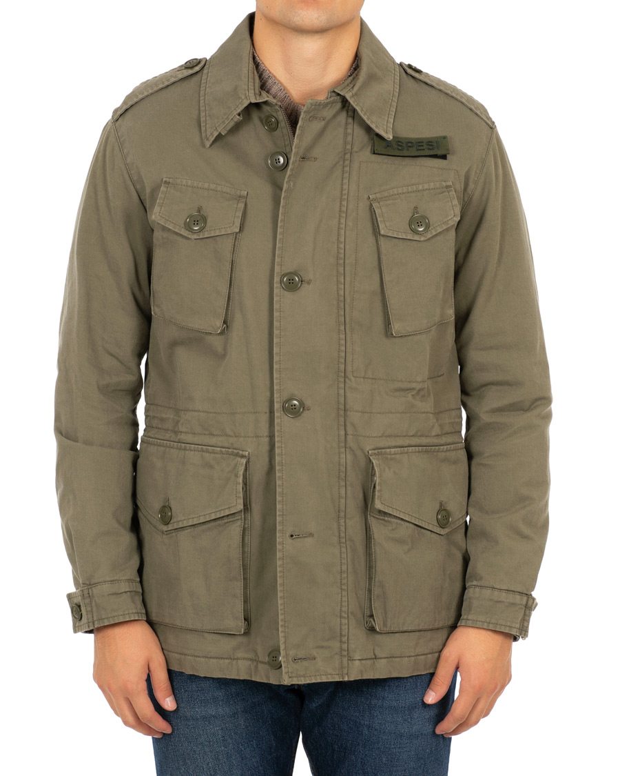 Herr | Jackor | Aspesi | Vancouver Lined Cotton Field Jacket Army Green