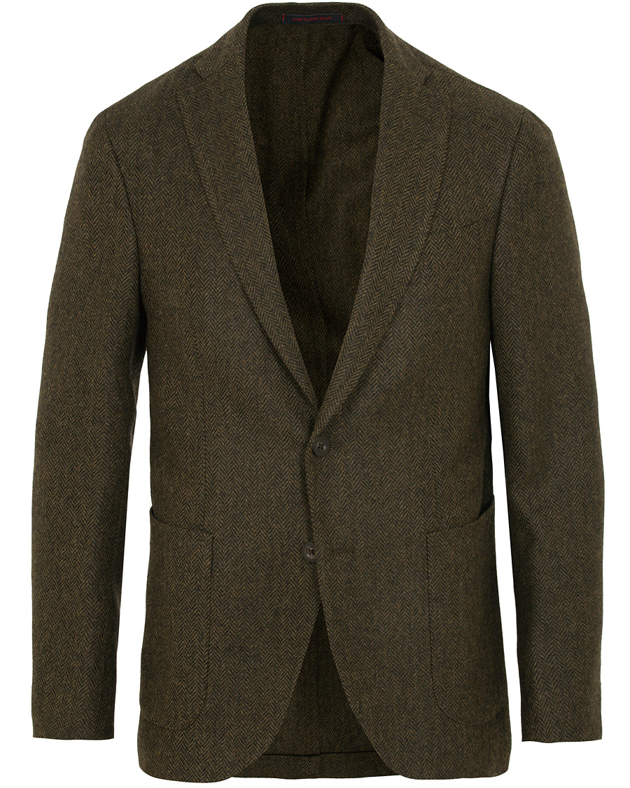 Herr | Kavajer | The Gigi | Degas Single Breasted Herringbone Tweed Blazer Green